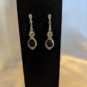 Vintage black malachite earrings